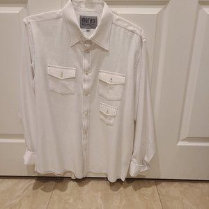 Mens White Casual Long Sleeve Shirt